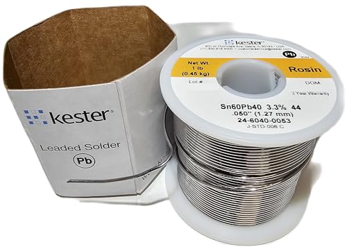 KESTER SOLDER 24-6040-0053 Solder Wire, 60/40 SN/PB, 190°C, 1LB, 050 Diameter, Yellow Label
