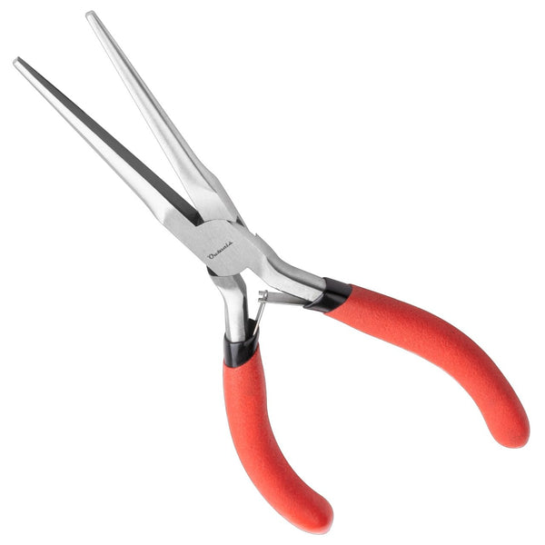 Outeels Needle Nose Pliers 6 Inch - Precision Pliers with Extra Long Tapering and Non-Serrated Jaws for Jewelry Making, Bending Wire and Small Object Gripping - Pack 1