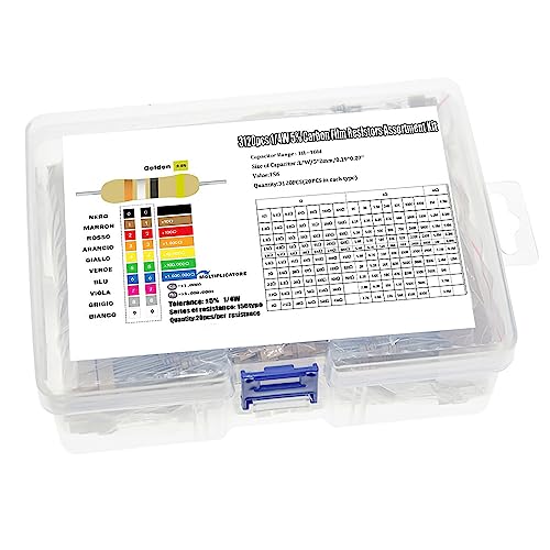 Molence 156 Values 3120PCS Resistor Kit 1/4W 5% Carbon Film Resistors 1 Ohm-10M Ohm Assortment Kit for DIY Projects and Experiments