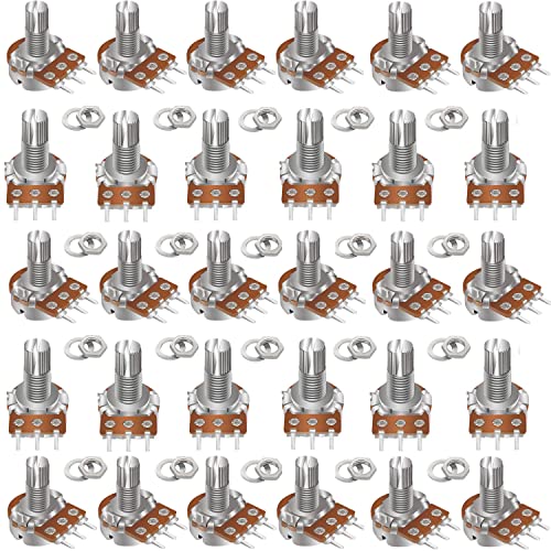 Taiss 100PCS Potentiometer Kit,WH148 B1K 5K 10K 20K 50K 100K 250K 500K 1M ohm potentiometers,Potentiometer Assortment,Single Linear Taper Potentiometer 3 Terminal with Knobs,Nuts and Washers