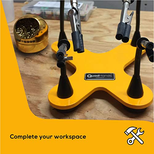 QuadHands Helping Hands Soldering Third Hand Tool | 4 Flexible Metal Arms Are Easy to Position | Rotating Stainless Steel Clamps | Made in USA - Professional Grade