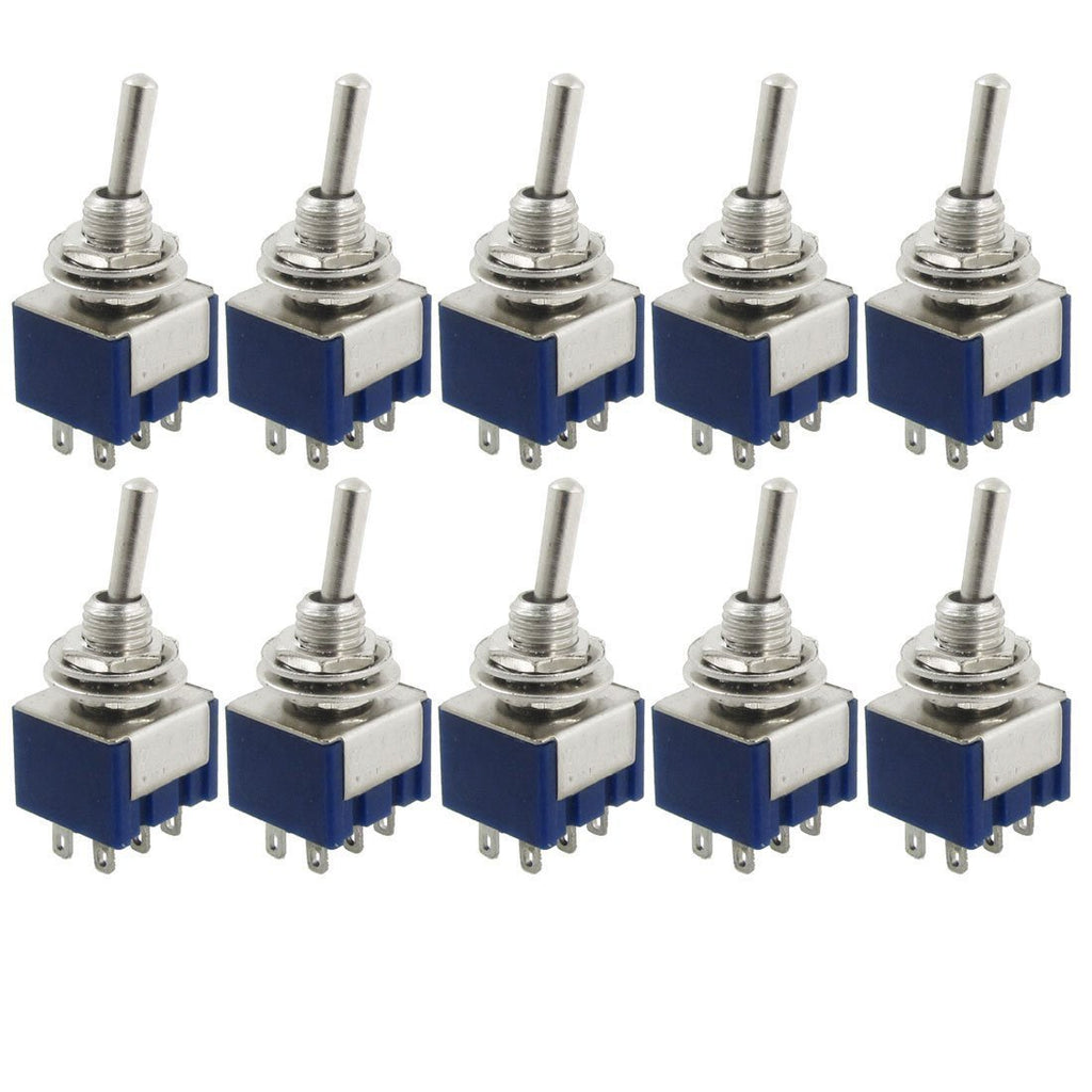 HiLetgo 10pcs AC 125V 6A Amps ON/ON 6 Terminals 2 Position DPDT Toggle Switch MTS202