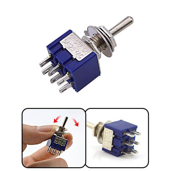 HiLetgo 10pcs AC 125V 6A Amps ON/ON 6 Terminals 2 Position DPDT Toggle Switch MTS202