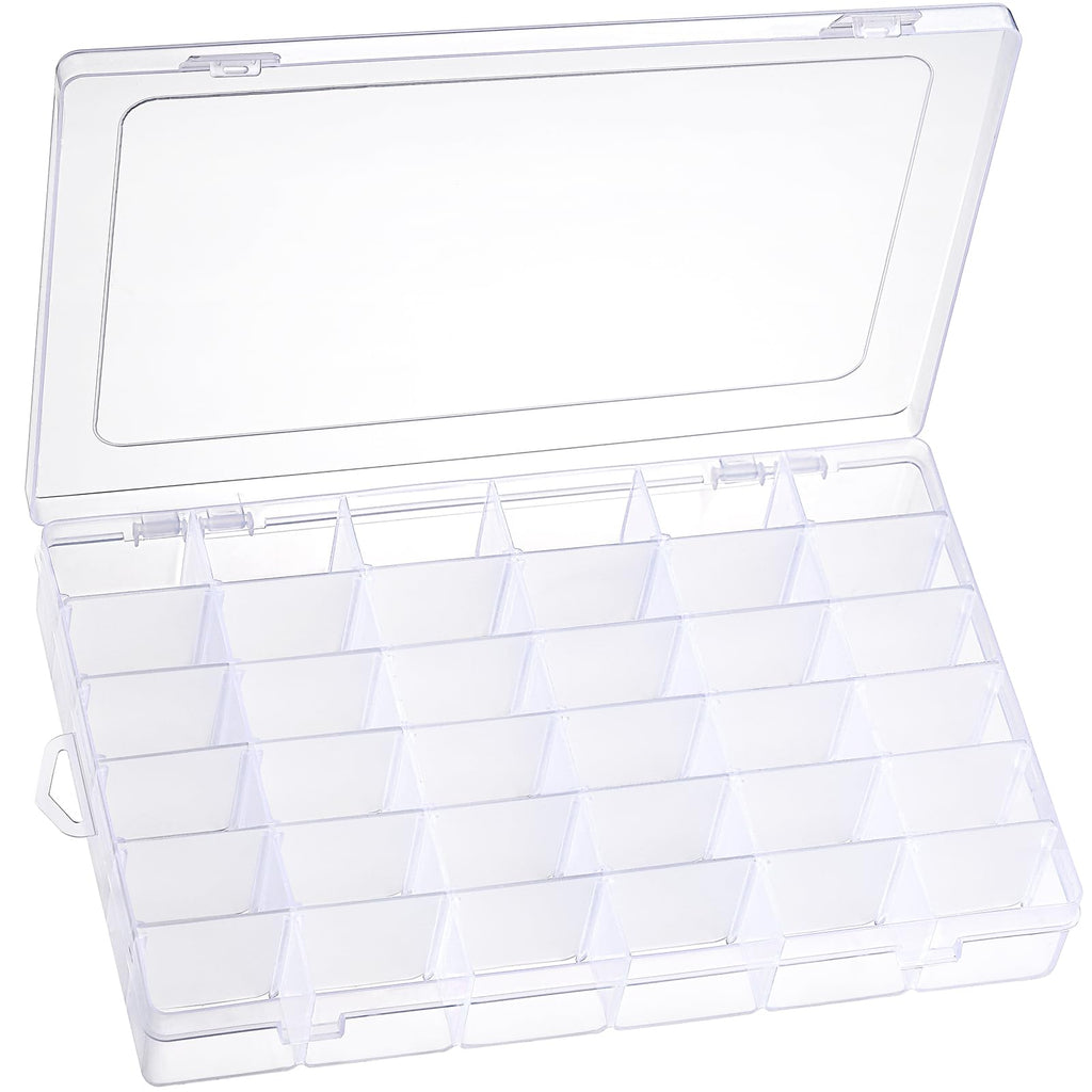 2 Pack 36 Grids Clear Plastic Organizer Box with Adjustable Dividers, Small Craft Organizers and Storage, Compartment Container for guitar pedal and electronic parts