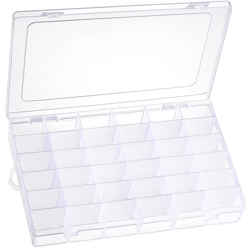 2 Pack 36 Grids Clear Plastic Organizer Box with Adjustable Dividers, Small Craft Organizers and Storage, Compartment Container for guitar pedal and electronic parts