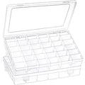 2 Pack 36 Grids Clear Plastic Organizer Box with Adjustable Dividers, Small Craft Organizers and Storage, Compartment Container for guitar pedal and electronic parts