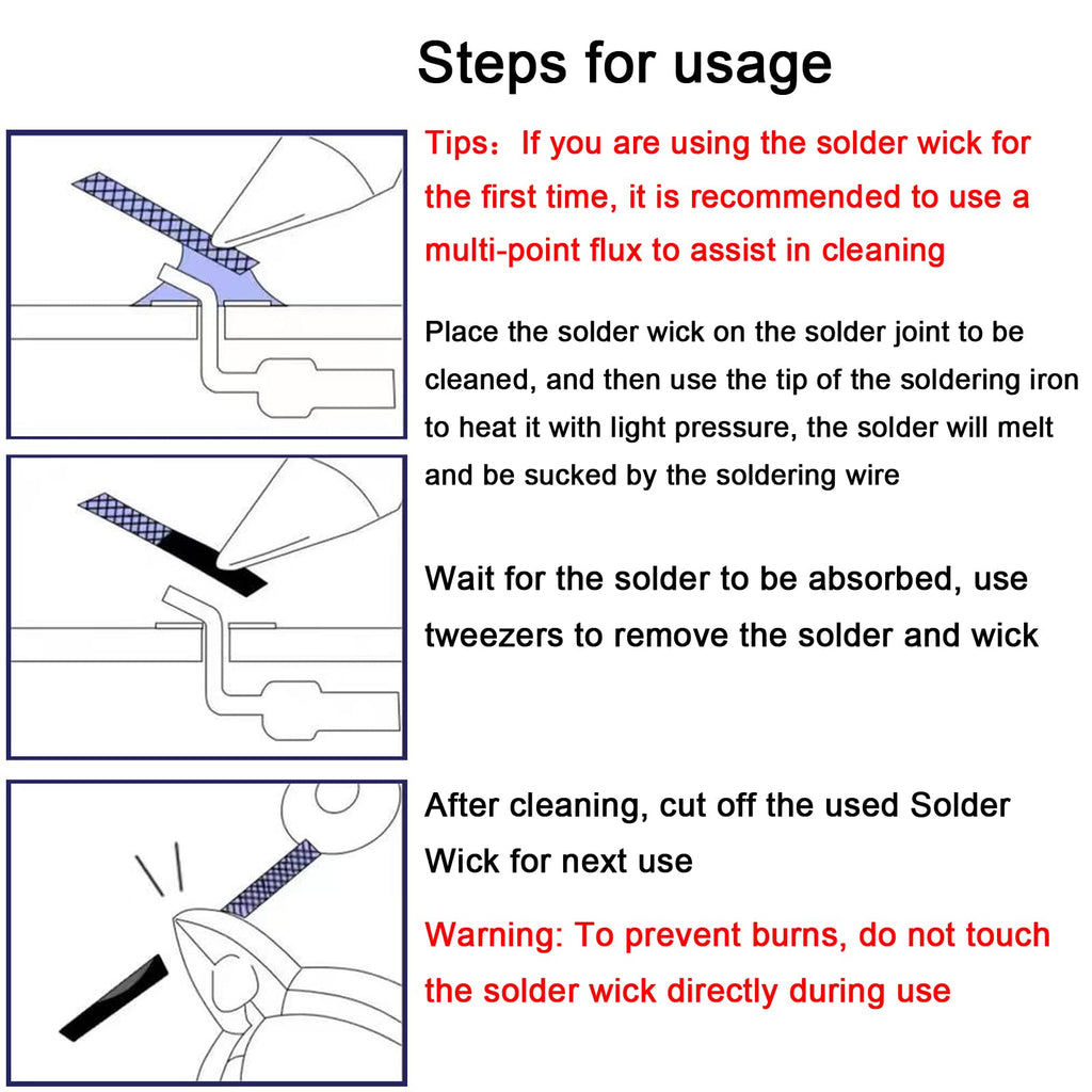 Lesnow solder wick braid 10ft Length Desoldering Wick Braid Remover Tool Solder Sucker 1 piece No-Clean soldering Wick Wire Roll and Disassemble Electrical Components