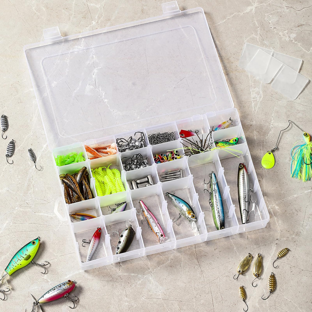 diy fishing box dividers 2 Pack 36 Grids Clear Plastic Organizer Box with Adjustable Dividers, – Wampler DIY