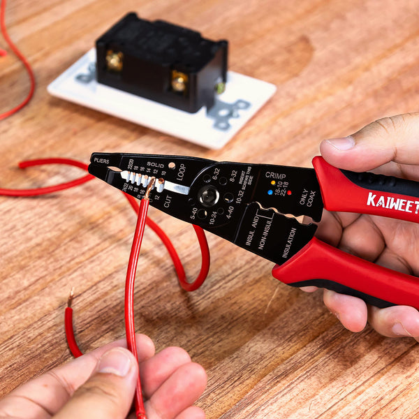 KAIWEETS Wire Stripper 10-22 AWG Wire Splicer Cable Stripper Multipurpose Wire Stripping Tool Electrical Wire Pliers with Screw Cutter